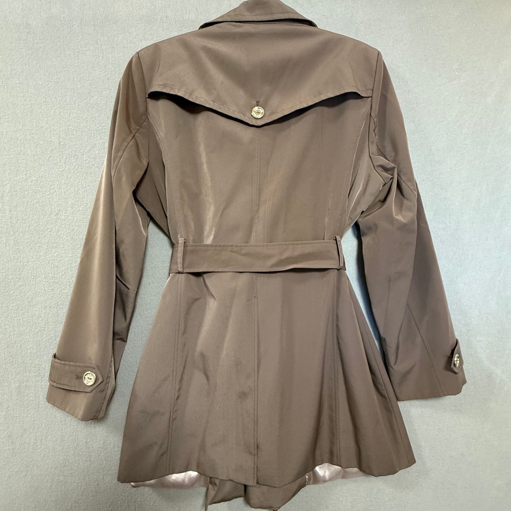 Calvin Klein Double Breasted Beige Belted Rain Trench Coat Women Size Large - Picture 14 of 14